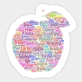 Apple Silhouette Shape Text Word Cloud Sticker